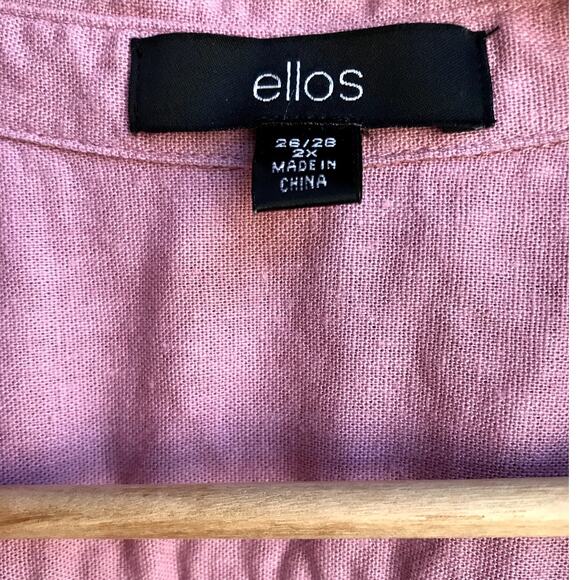 Ellos Rose Colored Linen Blend Summer Button Up Top size 26/28 - Picture 3 of 8